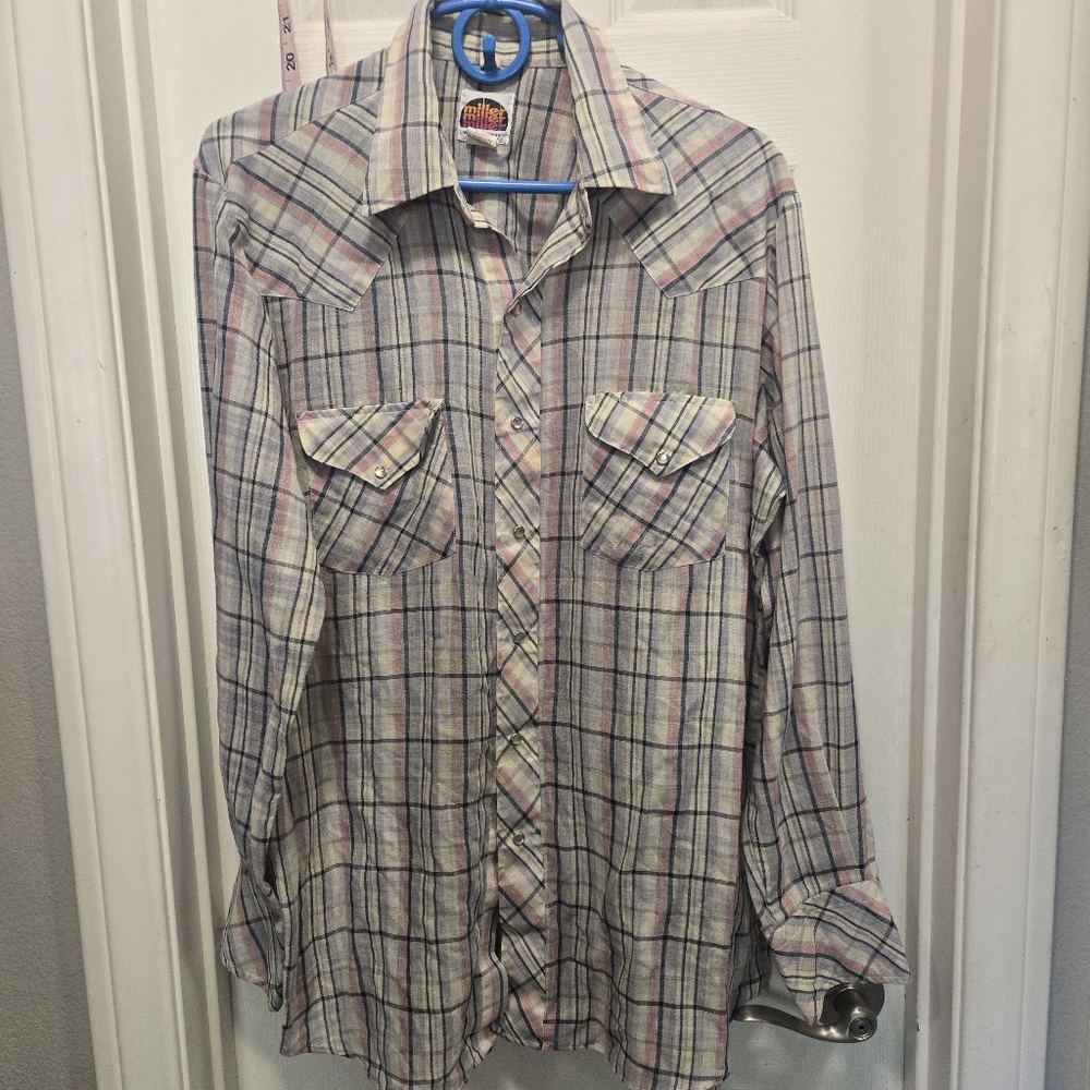 Men's Plaid Miller Western pearl snap Shirt